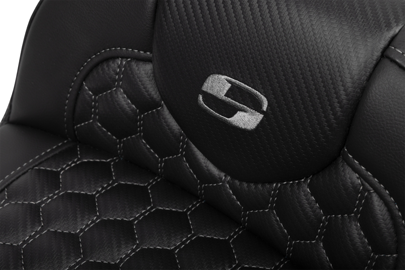 SADDLEMEN Roadsofa™ Extended Reach Seat - with Backrest - Honeycomb - Dark Gray Stitch - FLTR/FLHX '23-'24 823-07-190B2 — image 5