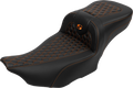 SADDLEMEN Roadsofa™ Extended Reach Seat - with Backrest - Honeycomb - Orange Stitch - FLTR/FLHX '23-'24 823-07-190B3 — image 1