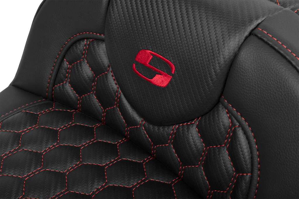 SADDLEMEN Roadsofa™ Extended Reach Seat - with Backrest - Honeycomb - Red Stitch - FLTR/FLHX '23-'24 823-07-190B4 — image 4