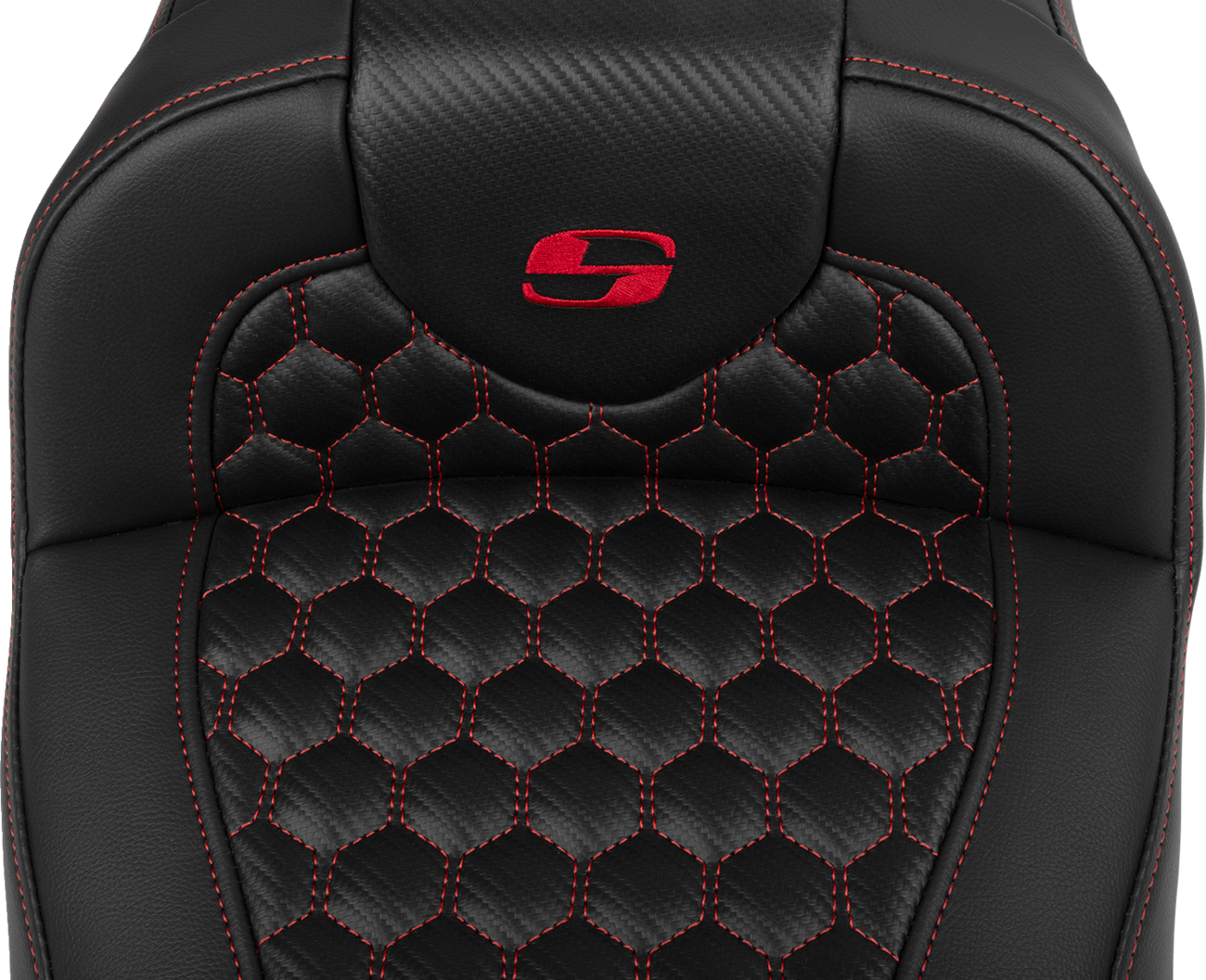 SADDLEMEN Roadsofa™ Extended Reach Seat - with Backrest - Honeycomb - Red Stitch - FLTR/FLHX '23-'24 823-07-190B4 — image 5