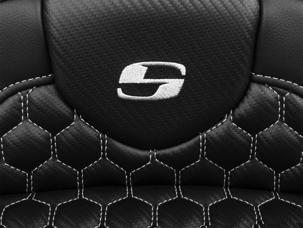 SADDLEMEN Roadsofa™ Extended Reach Seat - with Backrest - Honeycomb - Silver Stitch - FLTR/FLHX '23-'24 823-07-190B5 — image 5