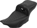 SADDLEMEN Roadsofa™ Extended Reach Seat - with Backrest - Honeycomb - White Stitch - FLTR/FLHX '23-'24 823-07-190B6 — image 1