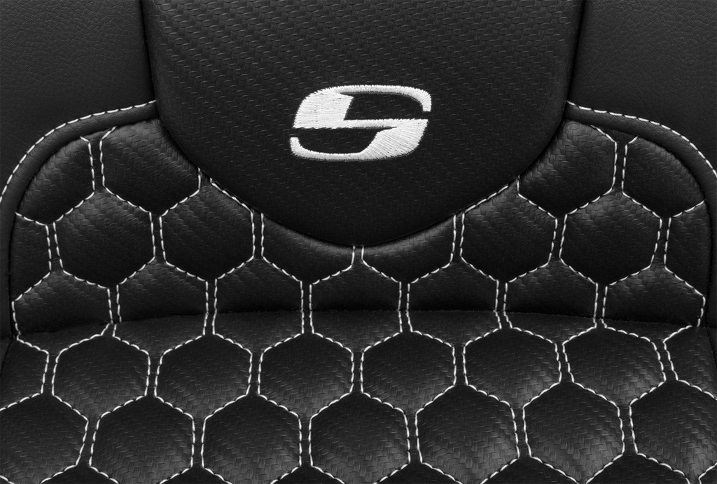 SADDLEMEN Roadsofa™ Extended Reach Seat - with Backrest - Honeycomb - White Stitch - FLTR/FLHX '23-'24 823-07-190B6 — image 5