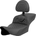 SADDLEMEN Heated RoadSofa™ Seat - Extended Reach - Honeycomb Stitch - w/ Backrest - FLT/FLH ’23-‘24 823-07-190C0 — image 1