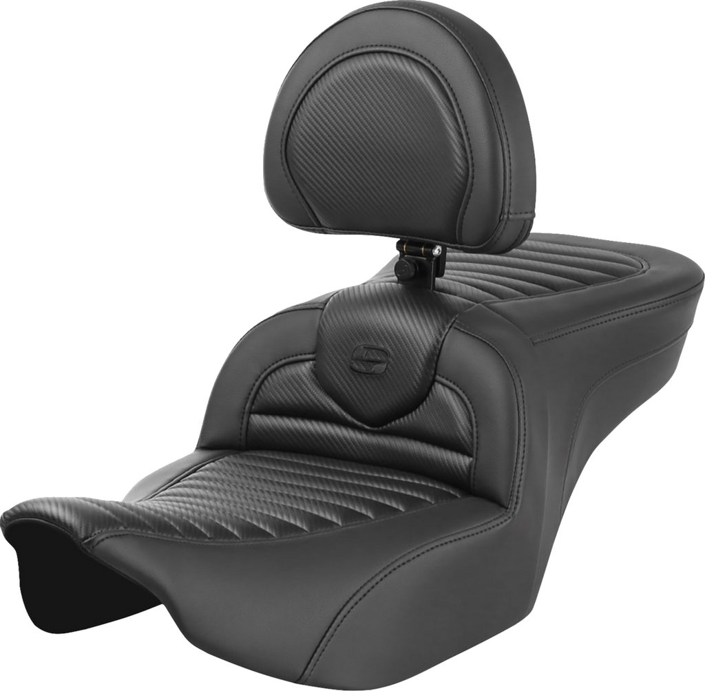 SADDLEMEN Roadsofa™ Seat - with Backrest - Tuck-n-Roll - Carbon Fiber - FLTR/FLHX '23-'24 823-07-204B0 — image 1
