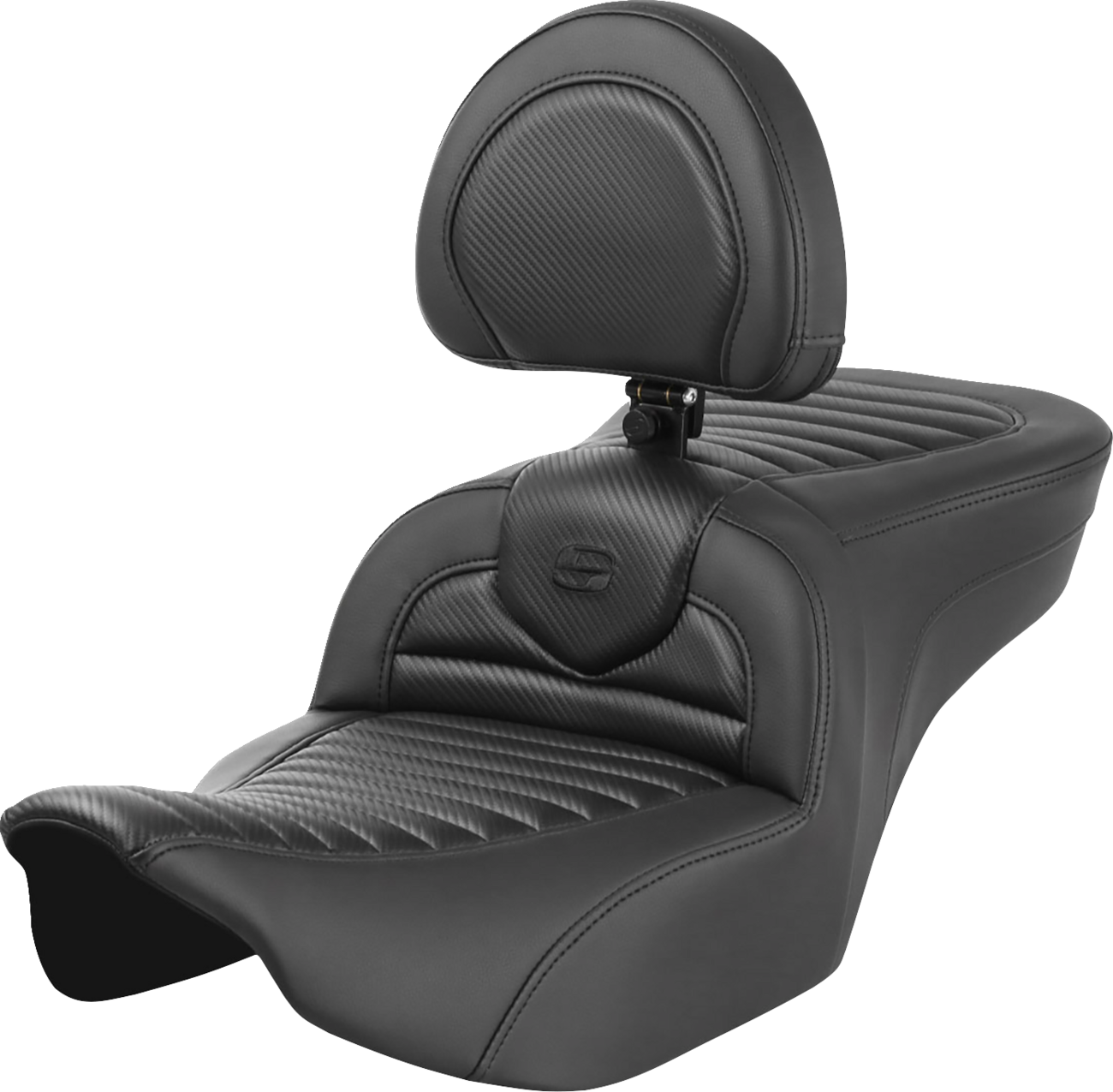 SADDLEMEN Roadsofa™ Seat - with Backrest - Tuck-n-Roll - Carbon Fiber - FLTR/FLHX '23-'24 823-07-204B0 — image 1