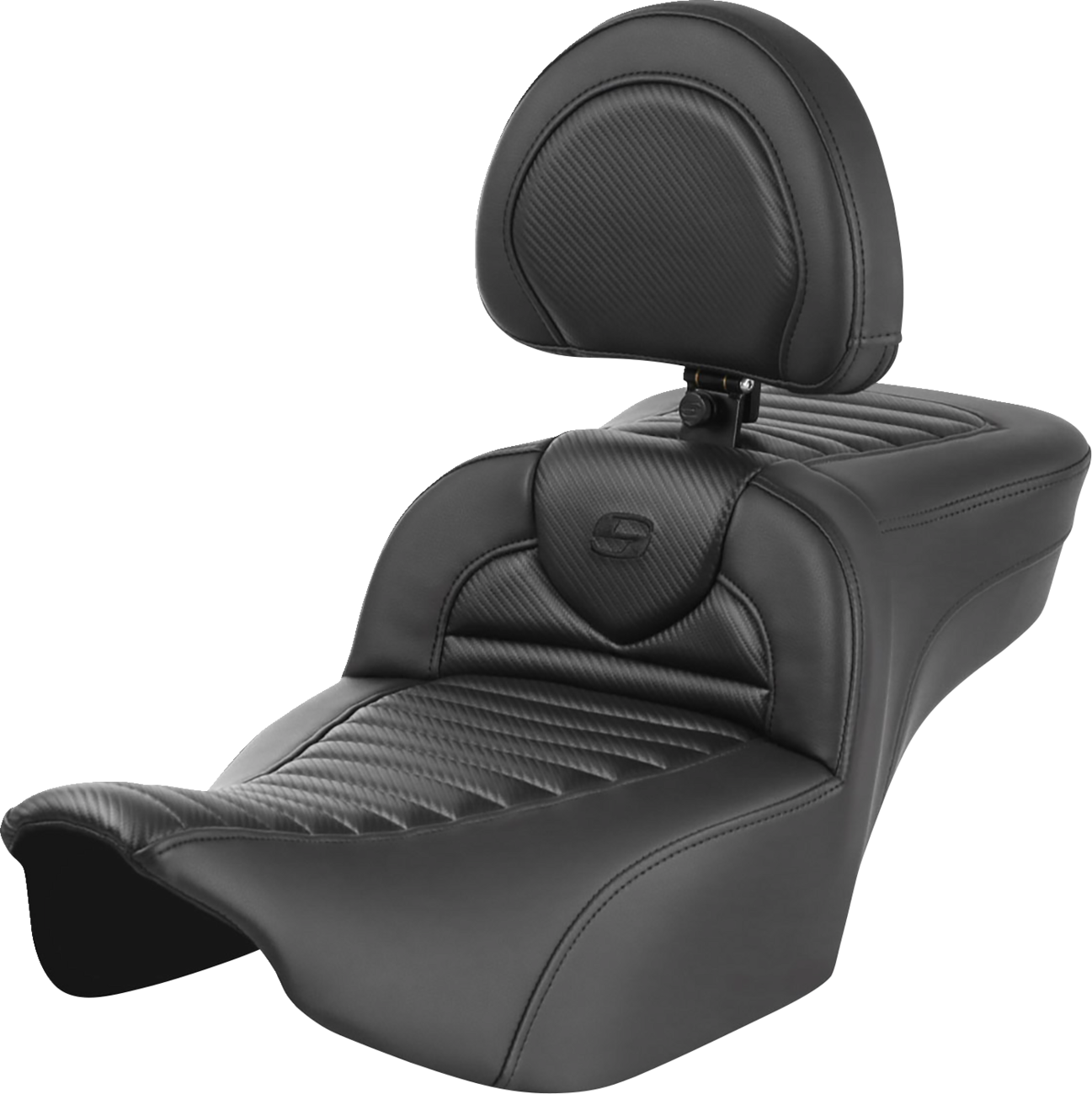 SADDLEMEN Roadsofa™ Extended Reach Seat - with Backrest - Tuck-n-Roll - Carbon Fiber - FLTR/FLHX '23-'24 823-07-205B0 — image 1