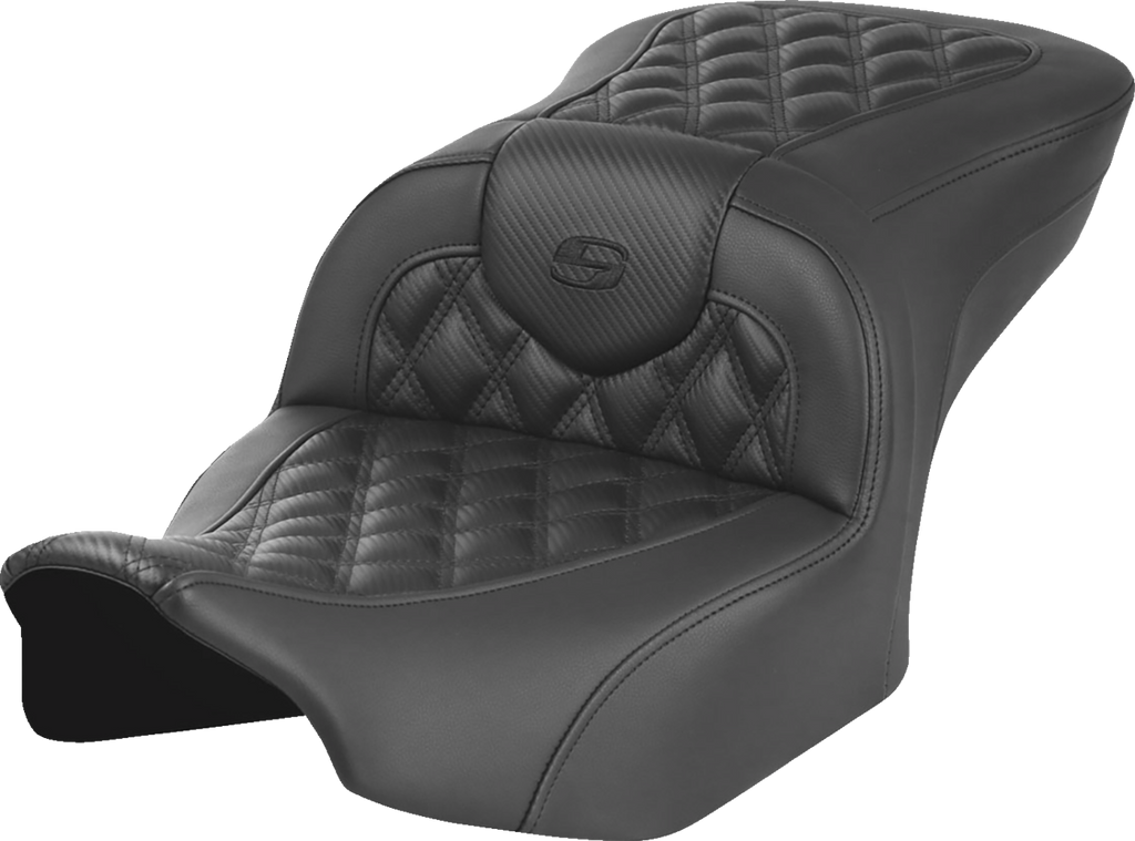 SADDLEMEN RoadSofa™ Seat - without Backrest - Carbon Fiber - Lattice Stitch - FLTR/FLHX '23-'24 823-07-20600 — image 1