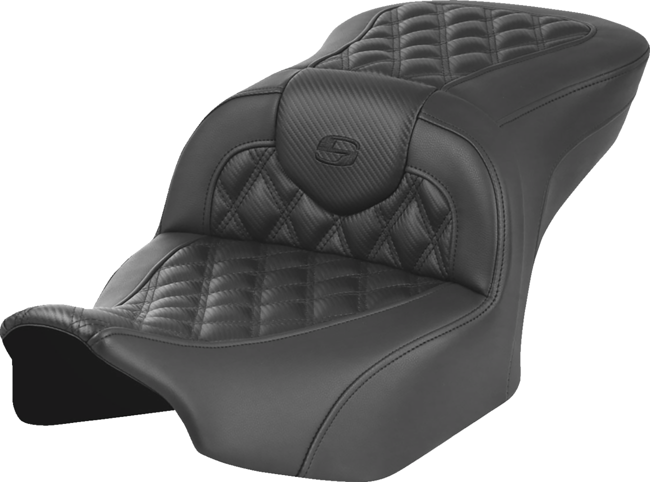 SADDLEMEN RoadSofa™ Seat - without Backrest - Carbon Fiber - Lattice Stitch - FLTR/FLHX '23-'24 823-07-20600 — image 1