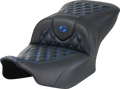 SADDLEMEN RoadSofa™ Seat - without Backrest - Carbon Fiber - Lattice Stitch - Blue Stitch - FLTR/FLHX '23-'24 823-07-20601 — image 1