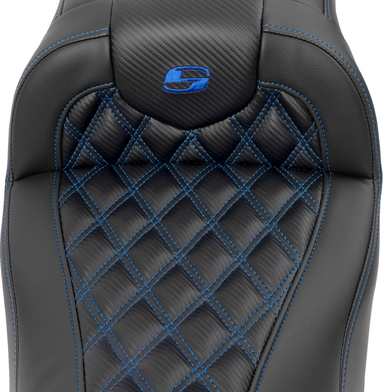 SADDLEMEN RoadSofa™ Seat - without Backrest - Carbon Fiber - Lattice Stitch - Blue Stitch - FLTR/FLHX '23-'24 823-07-20601 — image 3