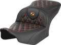 SADDLEMEN RoadSofa™ Seat - without Backrest - Carbon Fiber - Orange Stitch - FL/FX '23-'24 823-07-20603 — image 1