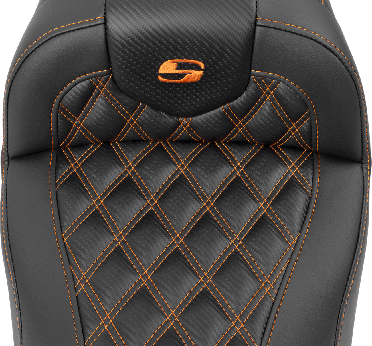 SADDLEMEN RoadSofa™ Seat - without Backrest - Carbon Fiber - Orange Stitch - FL/FX '23-'24 823-07-20603 — image 3