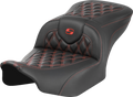 SADDLEMEN RoadSofa™ Seat - without Backrest - Carbon Fiber - Lattice Stitch - Red Stitch - FLTR/FLHX '23-'24 823-07-20604 — image 1