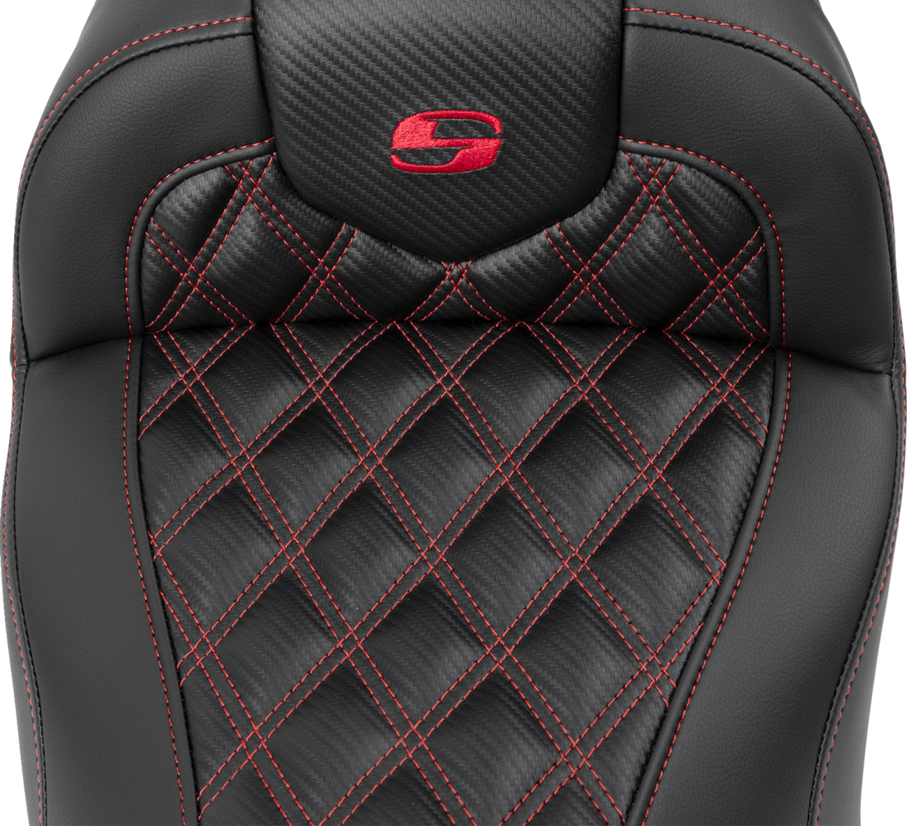 SADDLEMEN RoadSofa™ Seat - without Backrest - Carbon Fiber - Lattice Stitch - Red Stitch - FLTR/FLHX '23-'24 823-07-20604 — image 2