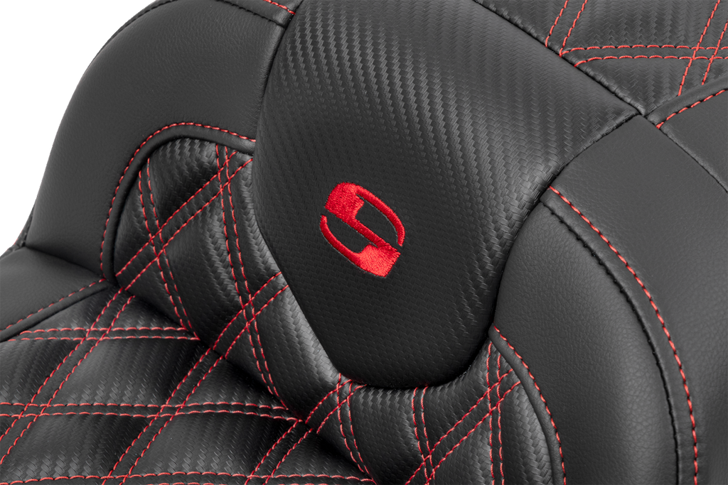 SADDLEMEN RoadSofa™ Seat - without Backrest - Carbon Fiber - Lattice Stitch - Red Stitch - FLTR/FLHX '23-'24 823-07-20604 — image 3