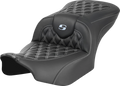 SADDLEMEN RoadSofa™ Carbon Fiber Seat - w/o Backrest - Lattice Stitch - Silver Stitch - FL/FX '23-'24 823-07-20605 — image 1