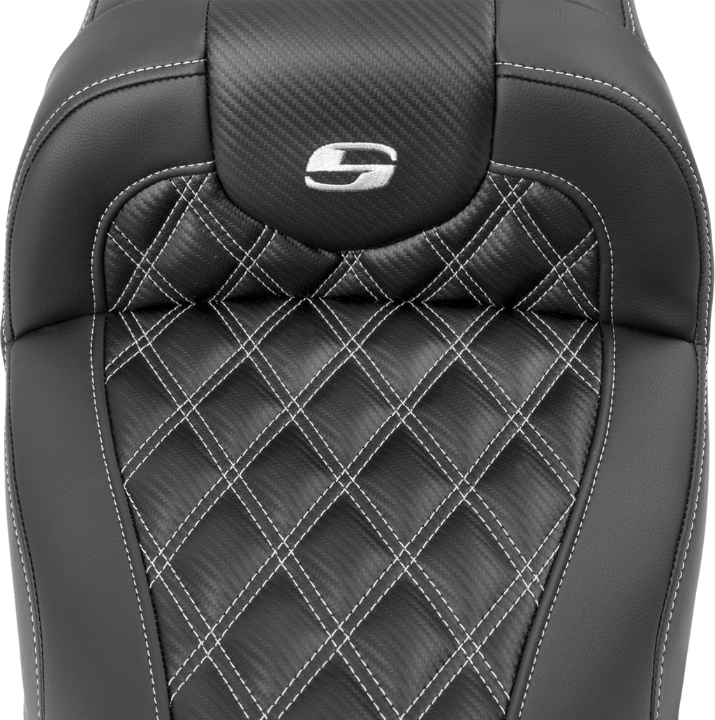 SADDLEMEN RoadSofa™ Carbon Fiber Seat - w/o Backrest - Lattice Stitch - Silver Stitch - FL/FX '23-'24 823-07-20605 — image 2