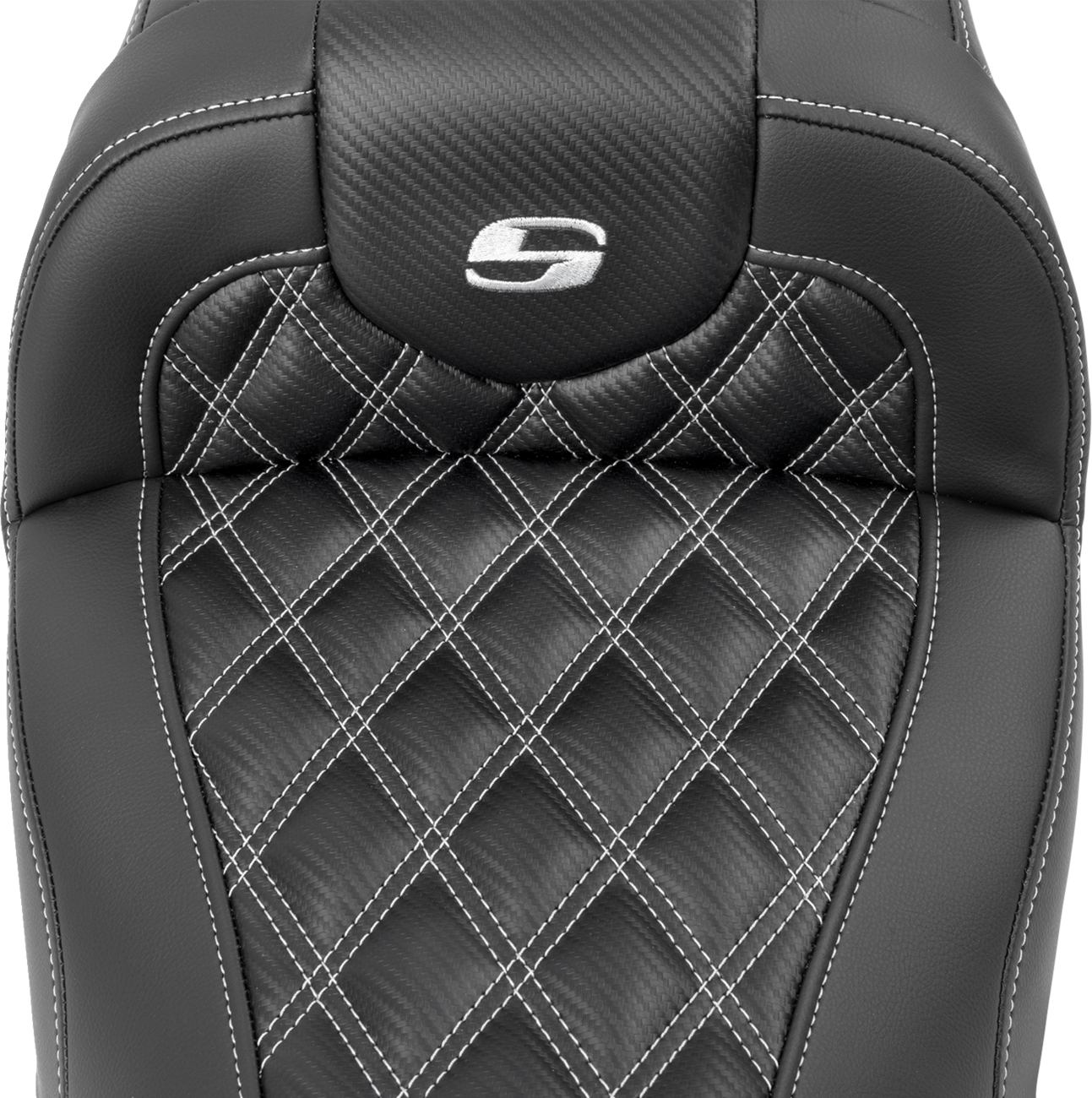 SADDLEMEN RoadSofa™ Carbon Fiber Seat - w/o Backrest - Lattice Stitch - Silver Stitch - FL/FX '23-'24 823-07-20605 — image 2