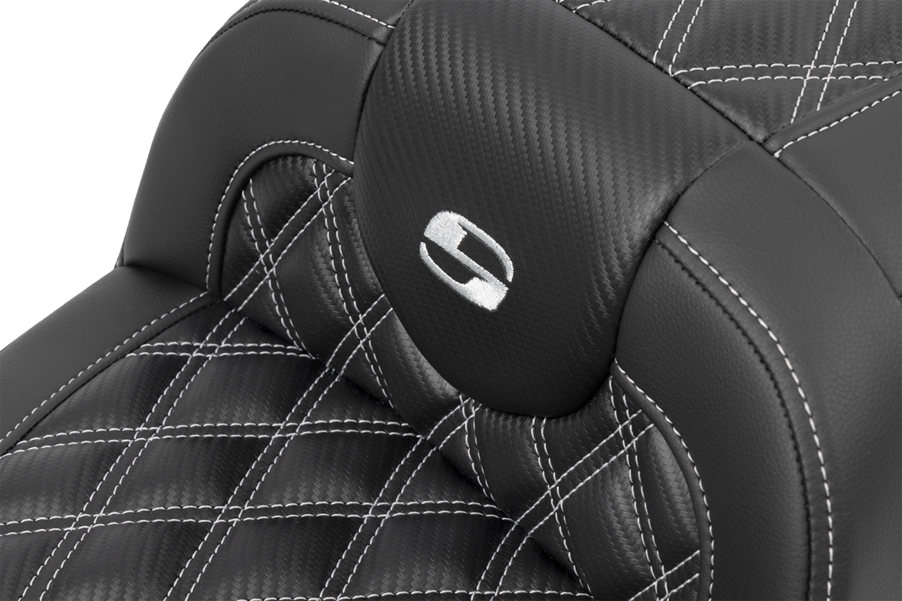 SADDLEMEN RoadSofa™ Carbon Fiber Seat - w/o Backrest - Lattice Stitch - Silver Stitch - FL/FX '23-'24 823-07-20605 — image 3