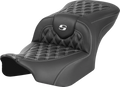 SADDLEMEN RoadSofa™ Seat - without Backrest - Carbon Fiber - Lattice Stitch - White Stitch - FLTR/FLHX '23-'24 823-07-20606 — image 1