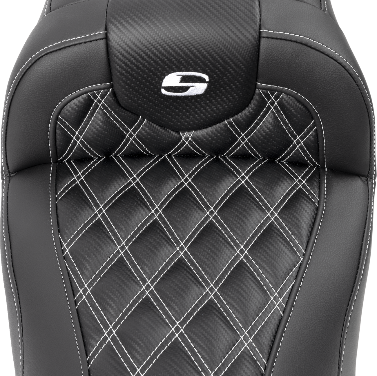 SADDLEMEN RoadSofa™ Seat - without Backrest - Carbon Fiber - Lattice Stitch - White Stitch - FLTR/FLHX '23-'24 823-07-20606 — image 2