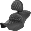 SADDLEMEN RoadSofa™ Seat - with Backrest - Carbon Fiber - Lattice Stitch - FLTR/FLHX '23-'24 823-07-206B0 — image 1