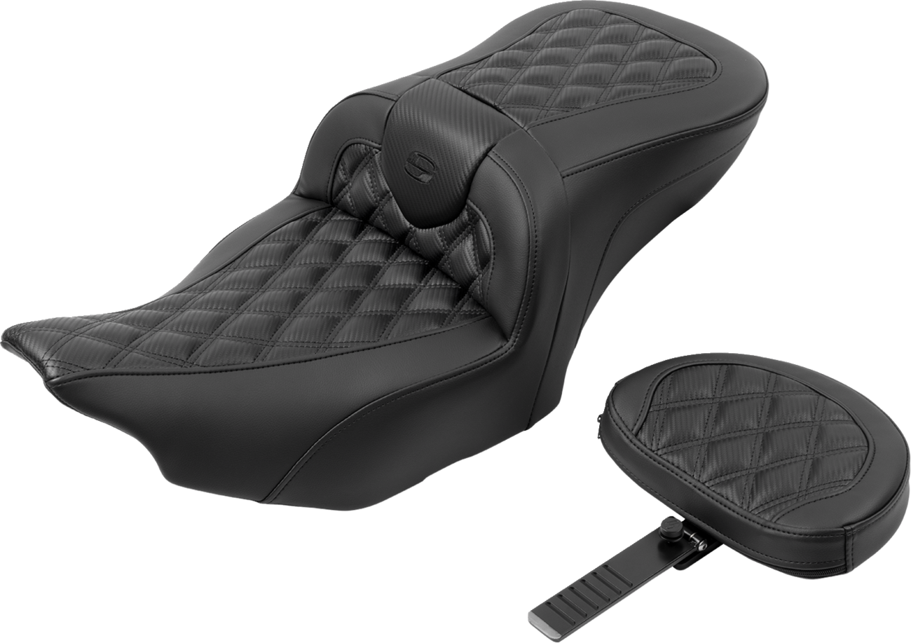 SADDLEMEN RoadSofa™ Seat - with Backrest - Carbon Fiber - Lattice Stitch - FLTR/FLHX '23-'24 823-07-206B0 — image 2