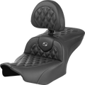 SADDLEMEN RoadSofa™ Seat - with Backrest - Carbon Fiber - Lattice Stitch - Gray Stitch - FLTR/FLHX '23-'24 823-07-206B2 — image 1