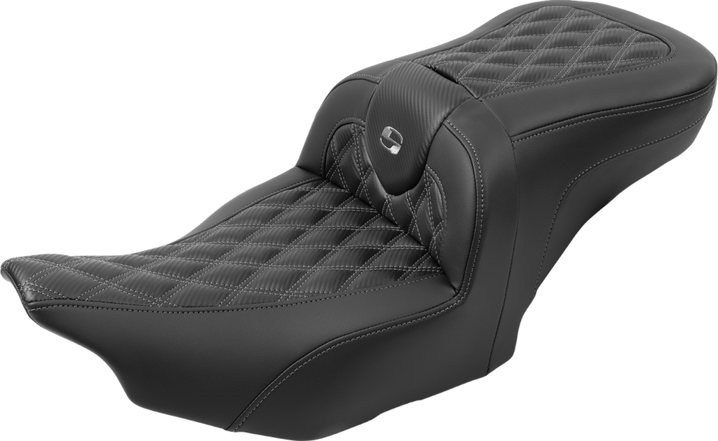 SADDLEMEN RoadSofa™ Seat - with Backrest - Carbon Fiber - Lattice Stitch - Gray Stitch - FLTR/FLHX '23-'24 823-07-206B2 — image 2