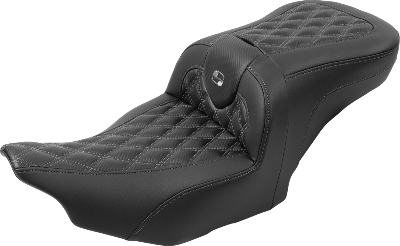 SADDLEMEN RoadSofa™ Seat - with Backrest - Carbon Fiber - Lattice Stitch - Gray Stitch - FLTR/FLHX '23-'24 823-07-206B2 — image 2