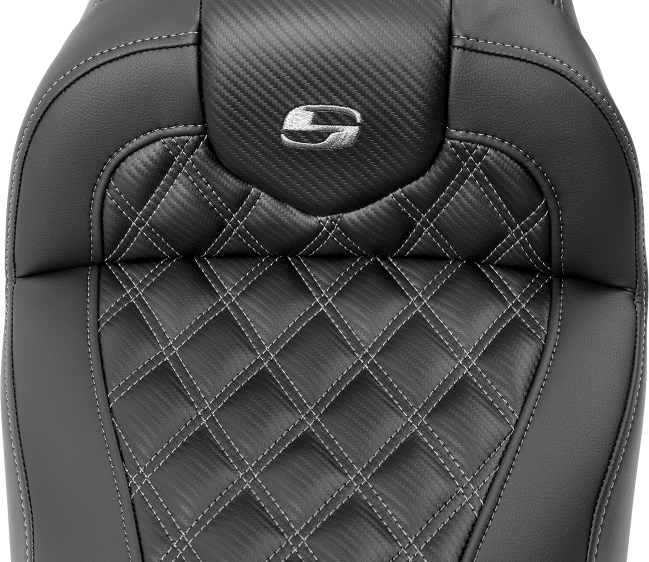 SADDLEMEN RoadSofa™ Seat - with Backrest - Carbon Fiber - Lattice Stitch - Gray Stitch - FLTR/FLHX '23-'24 823-07-206B2 — image 5