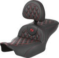 SADDLEMEN RoadSofa™ Seat - with Backrest - Carbon Fiber - Lattice Stitch - Red Stitch - FLTR/FLHX '23-'24 823-07-206B4 — image 1