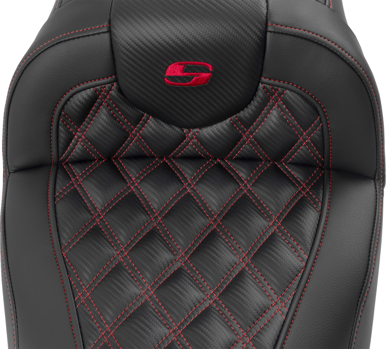 SADDLEMEN RoadSofa™ Seat - with Backrest - Carbon Fiber - Lattice Stitch - Red Stitch - FLTR/FLHX '23-'24 823-07-206B4 — image 6