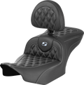 SADDLEMEN RoadSofa™ Seat - with Backrest - Carbon Fiber - Lattice Stitch - Silver Stitch - FLTR/FLHX '23-'24 823-07-206B5 — image 1