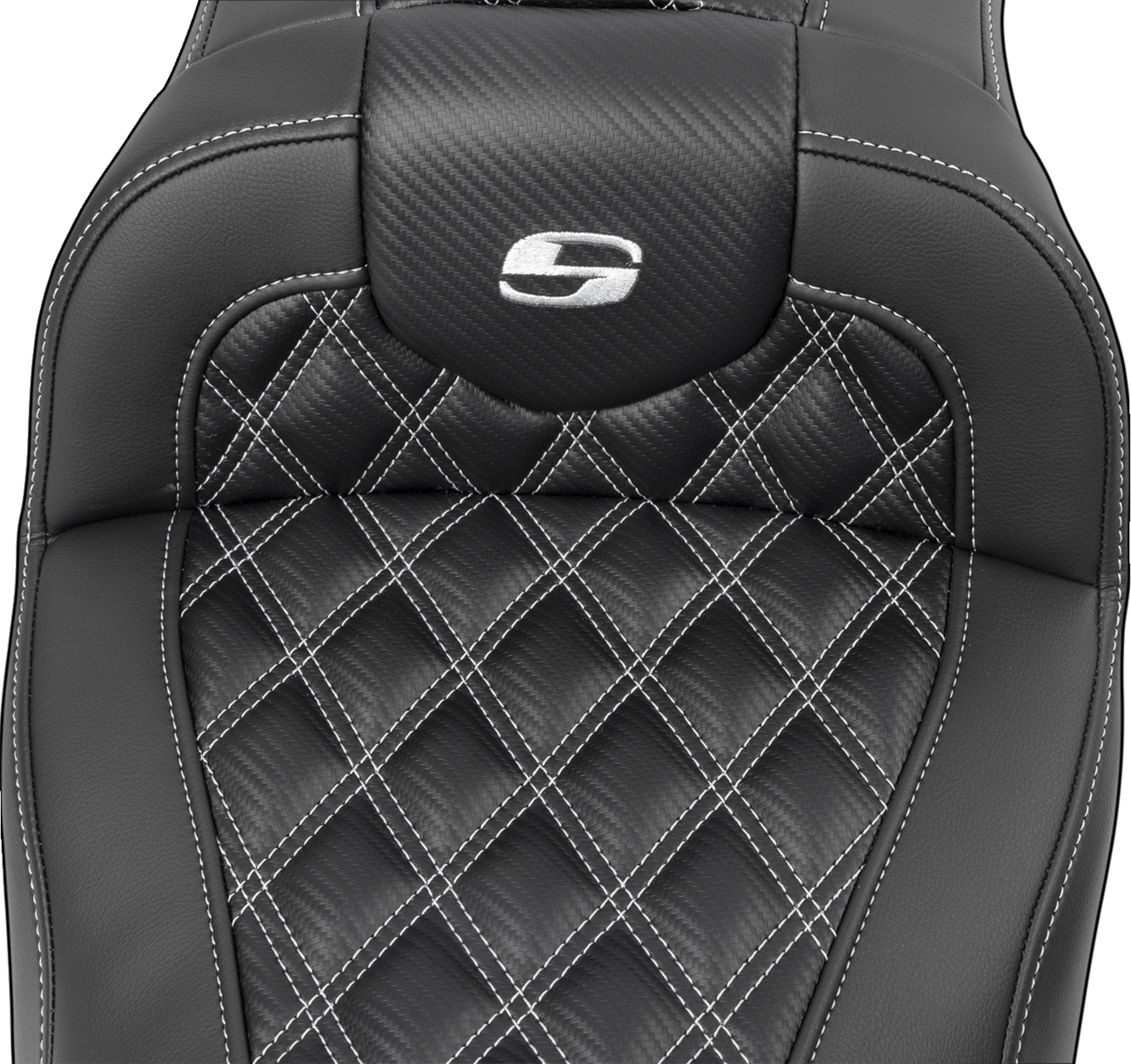 SADDLEMEN RoadSofa™ Seat - with Backrest - Carbon Fiber - Lattice Stitch - Silver Stitch - FLTR/FLHX '23-'24 823-07-206B5 — image 2