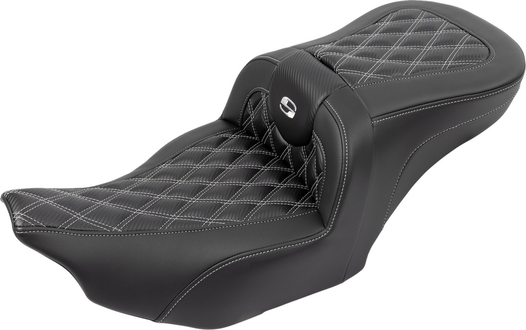 SADDLEMEN RoadSofa™ Seat - with Backrest - Carbon Fiber - Lattice Stitch - Silver Stitch - FLTR/FLHX '23-'24 823-07-206B5 — image 3