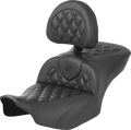 SADDLEMEN Heated Roadsofa™ Seat - Carbon Fiber - Lattice Stitch - w/ Backrest - FLT/FLH '23-'24 823-07-206C0 — image 1