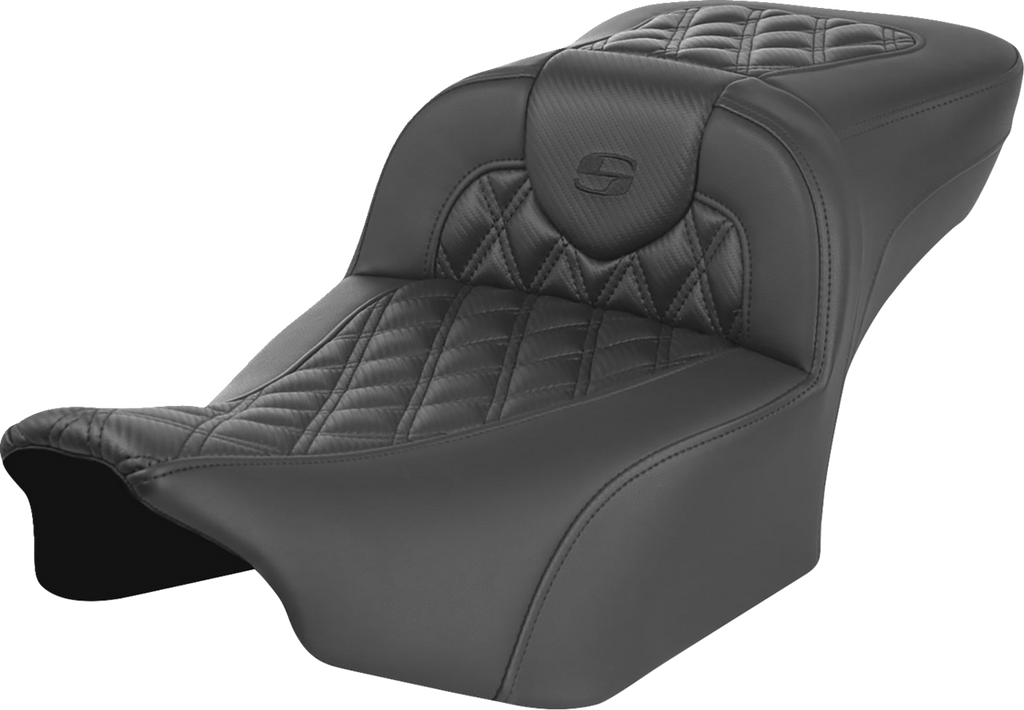 SADDLEMEN Roadsofa™ Extended Reach Seat - without Backrest - Carbon Fiber - Lattice Stitch - FLTR/FLHX '23-'24 823-07-20700 — image 1