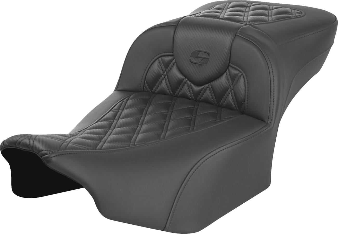 SADDLEMEN Roadsofa™ Extended Reach Seat - without Backrest - Carbon Fiber - Lattice Stitch - FLTR/FLHX '23-'24 823-07-20700 — image 1