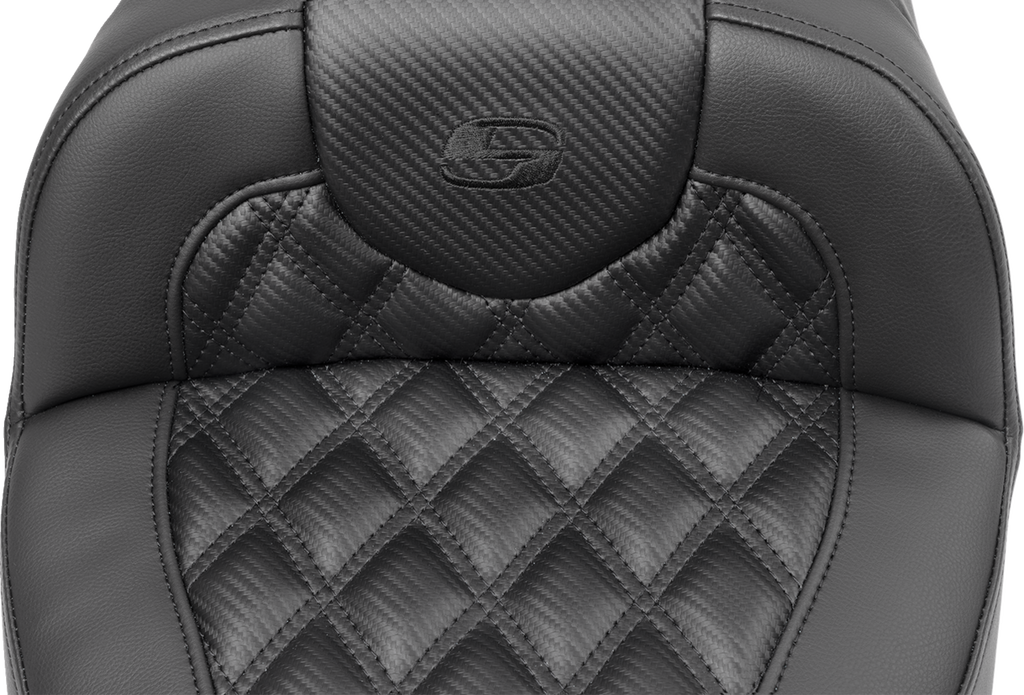 SADDLEMEN Roadsofa™ Extended Reach Seat - without Backrest - Carbon Fiber - Lattice Stitch - FLTR/FLHX '23-'24 823-07-20700 — image 3