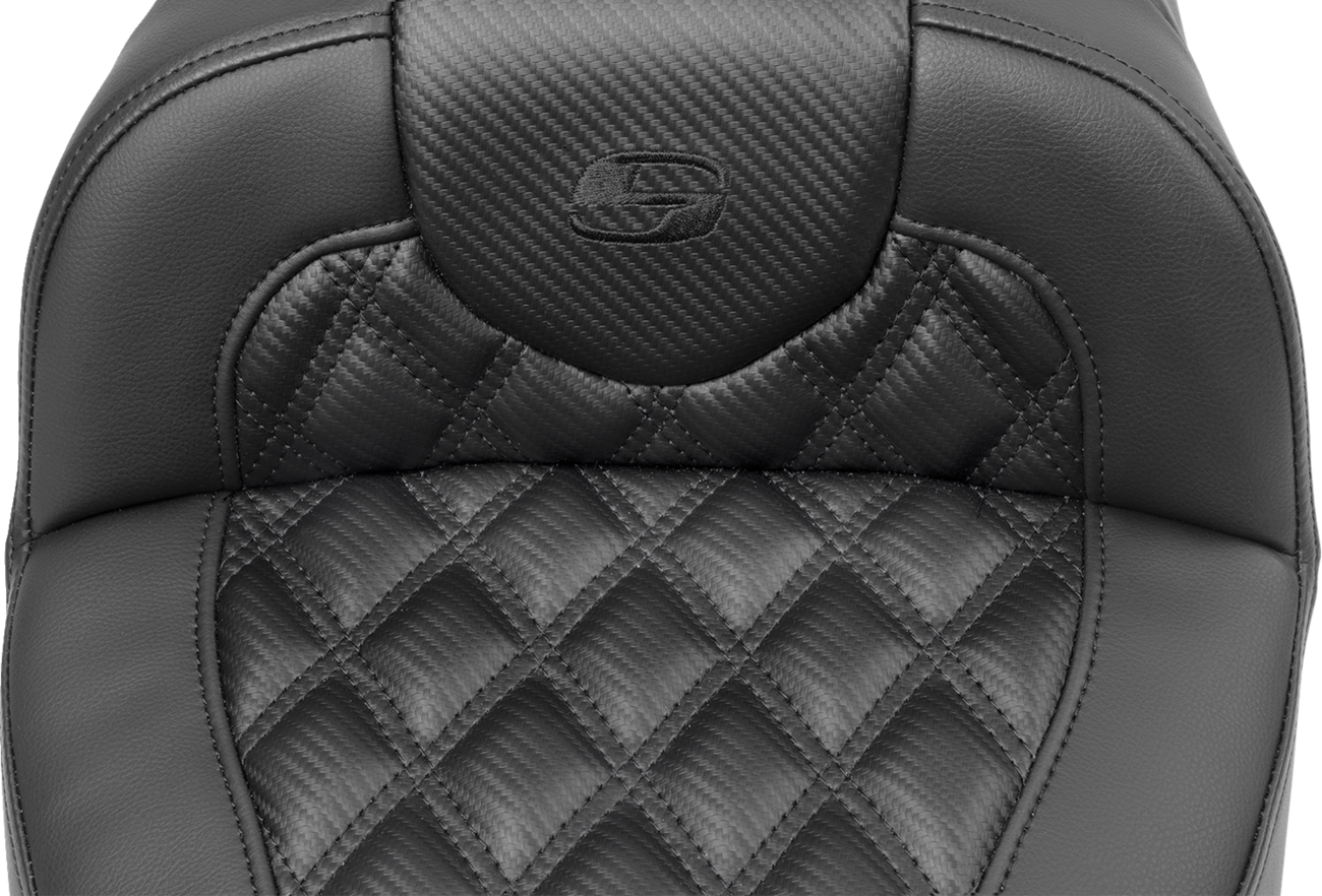 SADDLEMEN Roadsofa™ Extended Reach Seat - without Backrest - Carbon Fiber - Lattice Stitch - FLTR/FLHX '23-'24 823-07-20700 — image 3