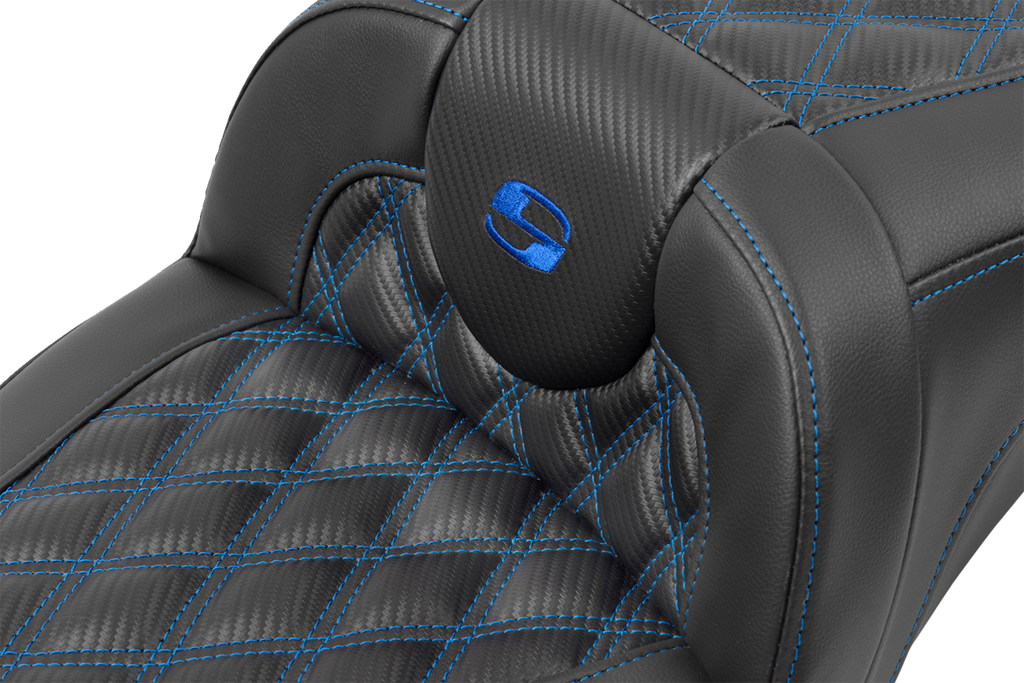 SADDLEMEN Roadsofa™ Extended Reach Seat - without Backrest - Lattice Stitch - Blue Stitch - FLTR/FLHX '23-'24 823-07-20701 — image 2
