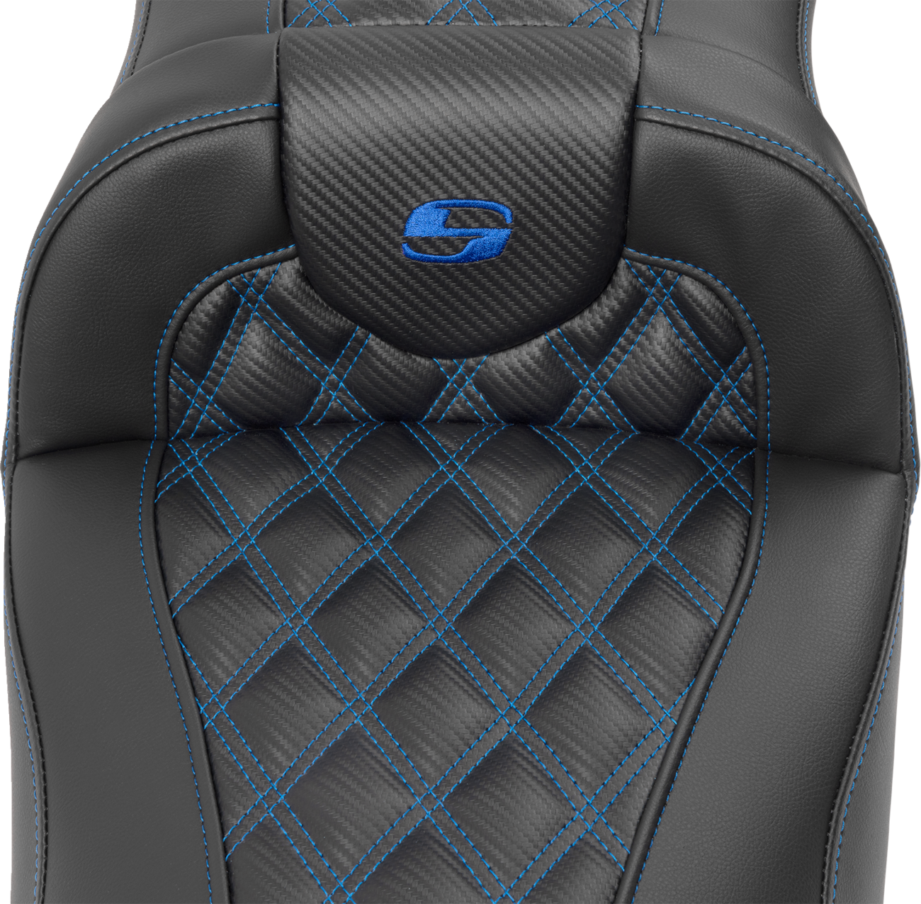 SADDLEMEN Roadsofa™ Extended Reach Seat - without Backrest - Lattice Stitch - Blue Stitch - FLTR/FLHX '23-'24 823-07-20701 — image 3