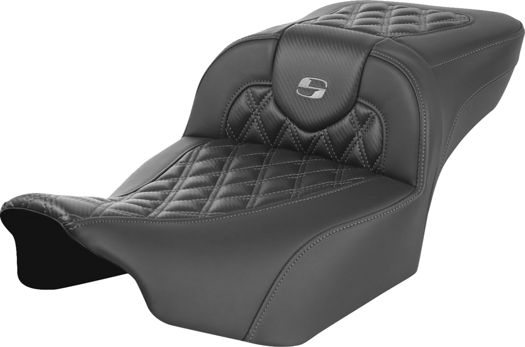 SADDLEMEN Roadsofa™ Extended Reach Seat - without Backrest - Lattice Stitch - Dark Gray Stitch - FL/FX '23-'24 823-07-20702 — image 1