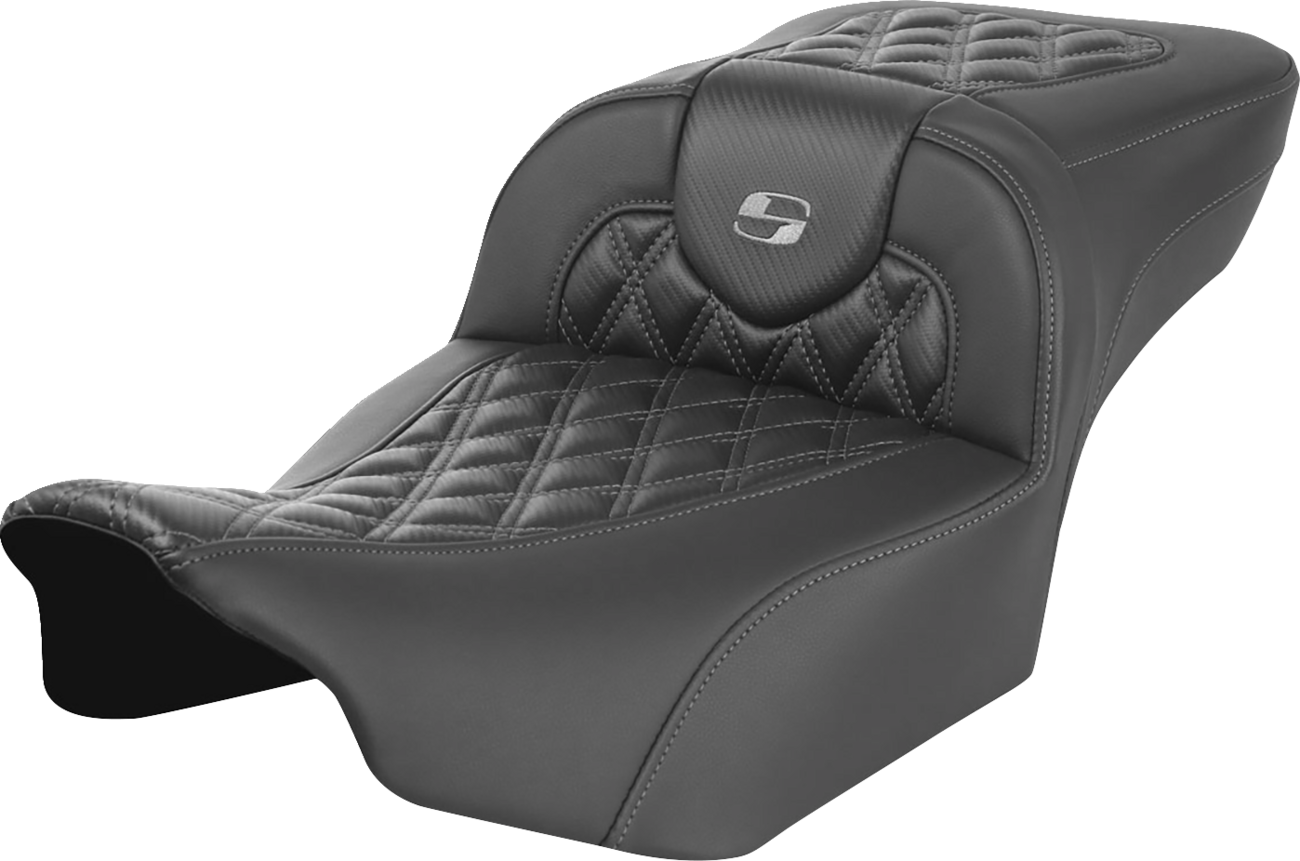 SADDLEMEN Roadsofa™ Extended Reach Seat - without Backrest - Lattice Stitch - Dark Gray Stitch - FL/FX '23-'24 823-07-20702 — image 1
