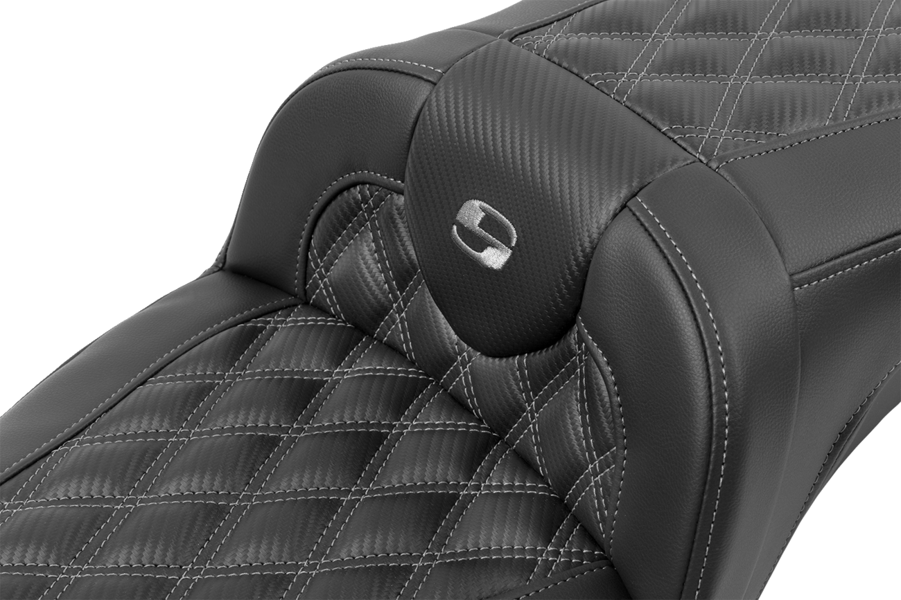 SADDLEMEN Roadsofa™ Extended Reach Seat - without Backrest - Lattice Stitch - Dark Gray Stitch - FL/FX '23-'24 823-07-20702 — image 2