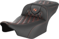 SADDLEMEN Roadsofa™ Extended Reach Seat - without Backrest - Lattice Stitch - Orange Stitch - FL/FX '23-'24 823-07-20703 — image 1