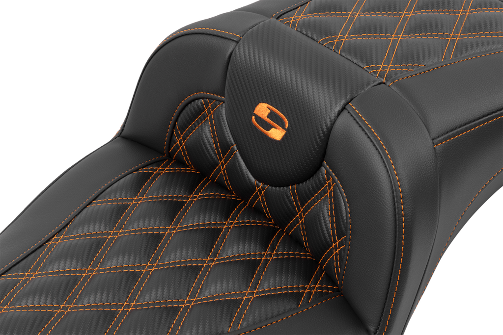 SADDLEMEN Roadsofa™ Extended Reach Seat - without Backrest - Lattice Stitch - Orange Stitch - FL/FX '23-'24 823-07-20703 — image 2
