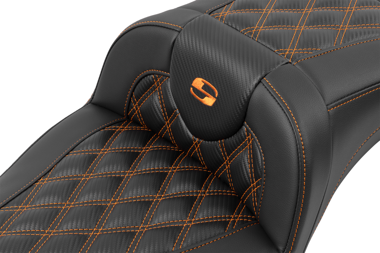 SADDLEMEN Roadsofa™ Extended Reach Seat - without Backrest - Lattice Stitch - Orange Stitch - FL/FX '23-'24 823-07-20703 — image 2
